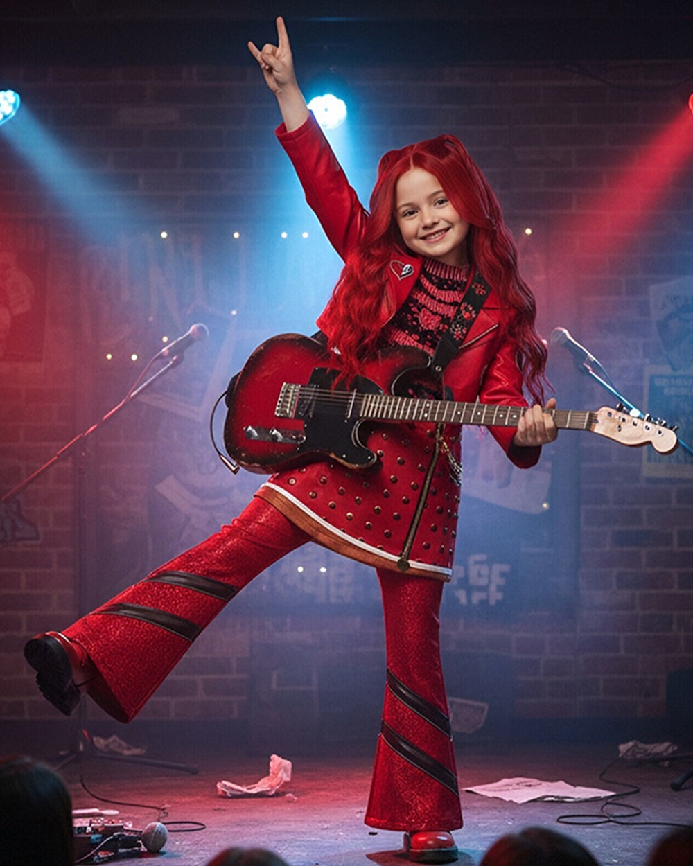Kids Princess Red Costume Movie 5 Red Heart Cropped Tops Shirt Flared – Sun Baby