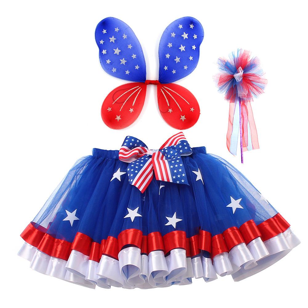 cute 4th of july dresses Girls Patriotic Tutu Dress with Wing and Fairy Wand 4th of July Outfit – Sun Baby