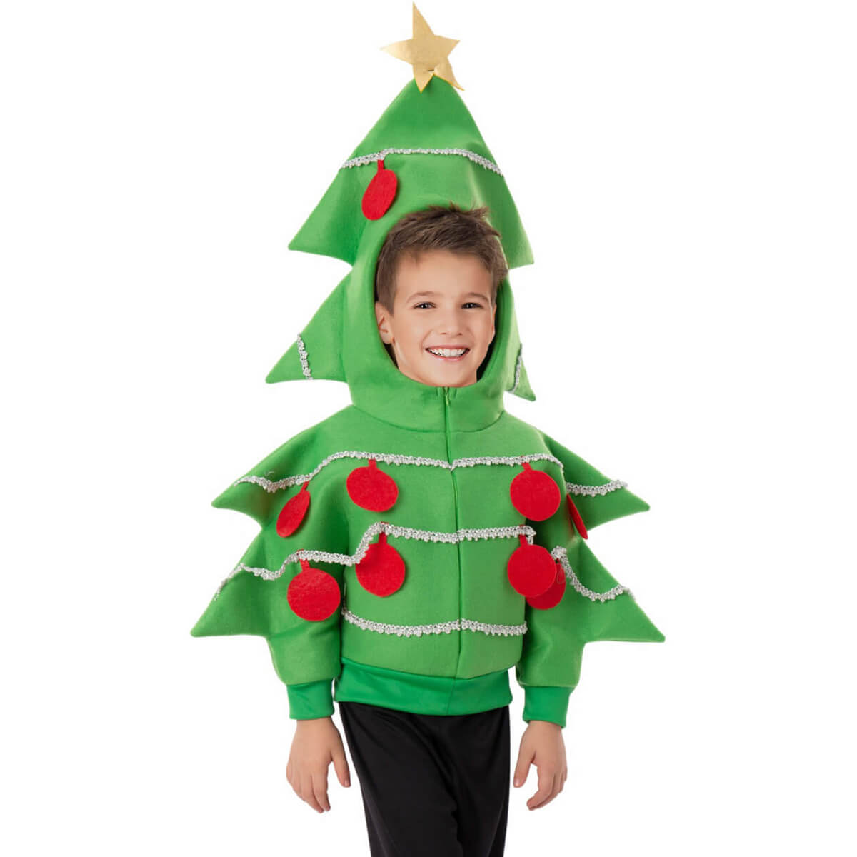 Kids Christmas Tree Hoodie Zip Up Jacket Cute Sweatshirt for