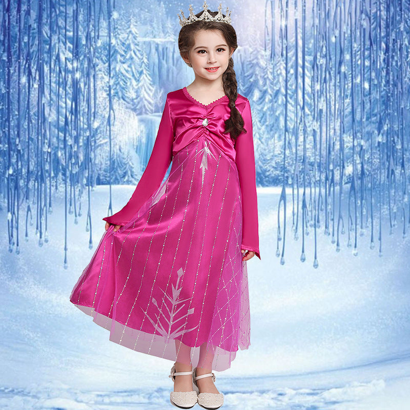 Hot Pink Princess Elsa Dress Girls Cosplay Halloween Costume Sun Baby Hot Pink Princess Elsa Dress Girls Cosplay Halloween Costume Sun Baby