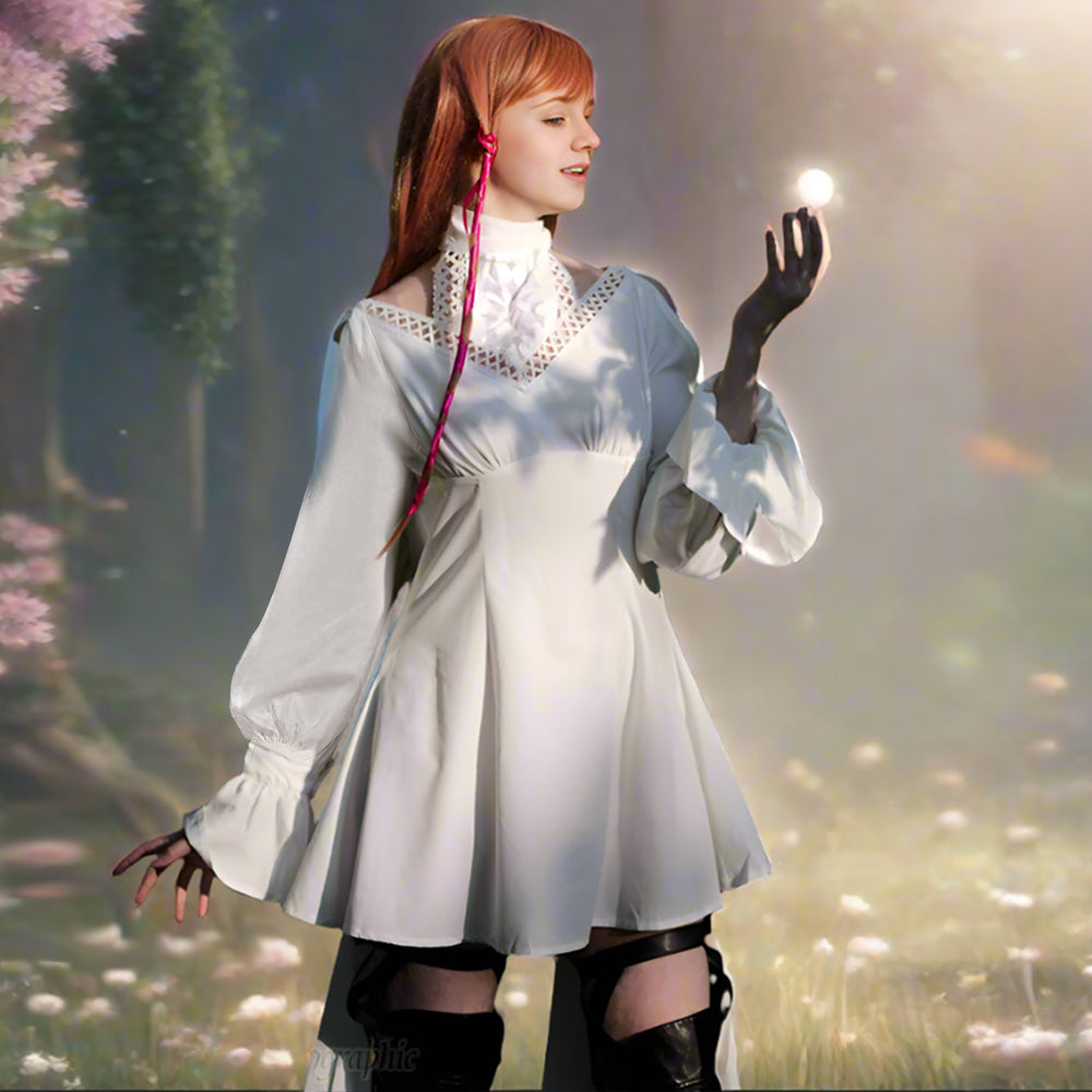 white dress costume Game FF14 Minfilia Dress Women Ryne Cosplay Costume FFXIV White Hallow – Sun Baby
