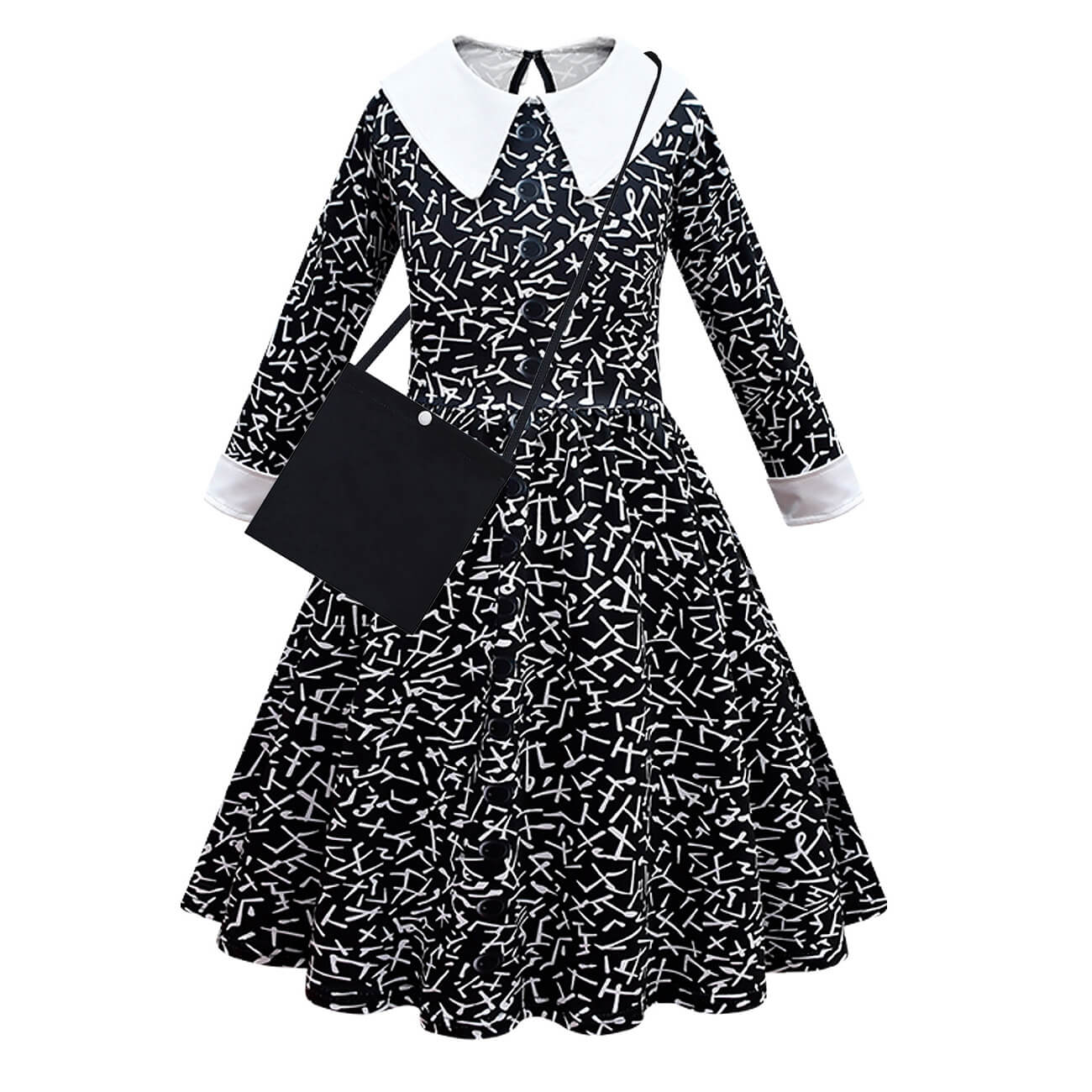 Girls Wednesday Costume Addams Black Party Dress Bag 2pcs Suit Girls L Sun Baby Girls Wednesday Costume Addams Black Party Dress Bag 2pcs Suit Girls L Sun Baby