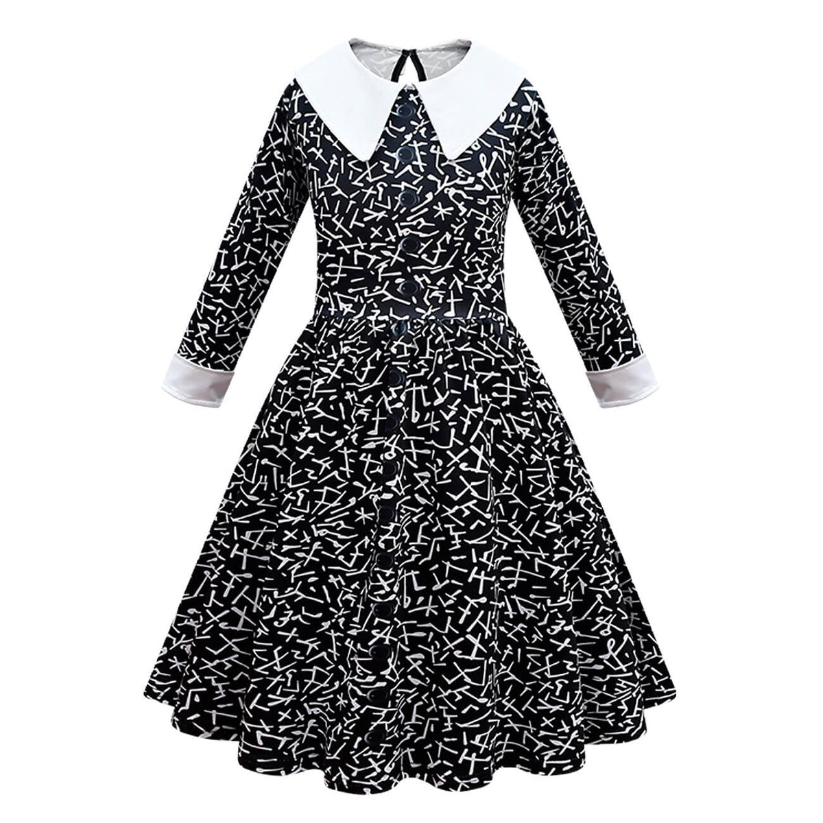 Girls Wednesday Costume Addams Black Party Dress Bag 2pcs Suit