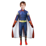 Kids Homelander Costume Boys Halloween Cosplay Outfit Jumpsuit and Cape 2pcs Suit