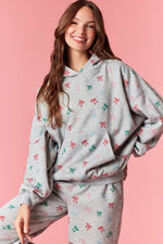 Ladies Christmas Pajamas Hooded Sweatshirt with High Waist Wide Leg Pants for Daily Wear