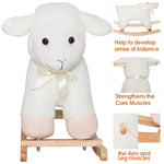 Baby Rocking Horse Toddler Sheep Plush Animal Ride-On Rocking Chair Wooden Base for Kids