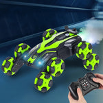 Kids 2.4G RC Stunt Car 360° Rotating Flips 4WD Spray RC Drift Car Climbing Car with Light Holiday Toys
