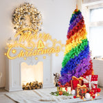 6ft Rainbow Christmas Tree Full Fir Hinged Xmas Tree Spiral Design Holiday Decoration