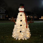 4ft Snowman-Shaped Christmas Tree with 100 Warm Lights Artificial Xmas Tree Holiday Decoration