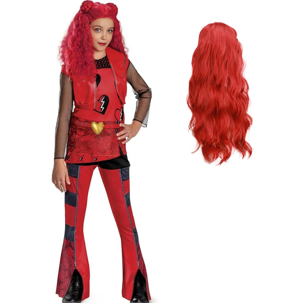 Girls Princess Red Costume Tops and Pants Suit Halloween Cosplay Outfit