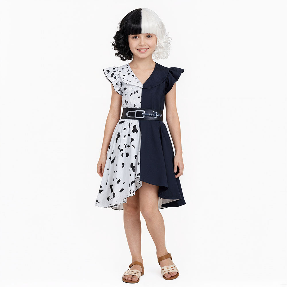 Kids Iconic Black White Costume Fashion Party Carnival Dress Girls Halloween Costume
