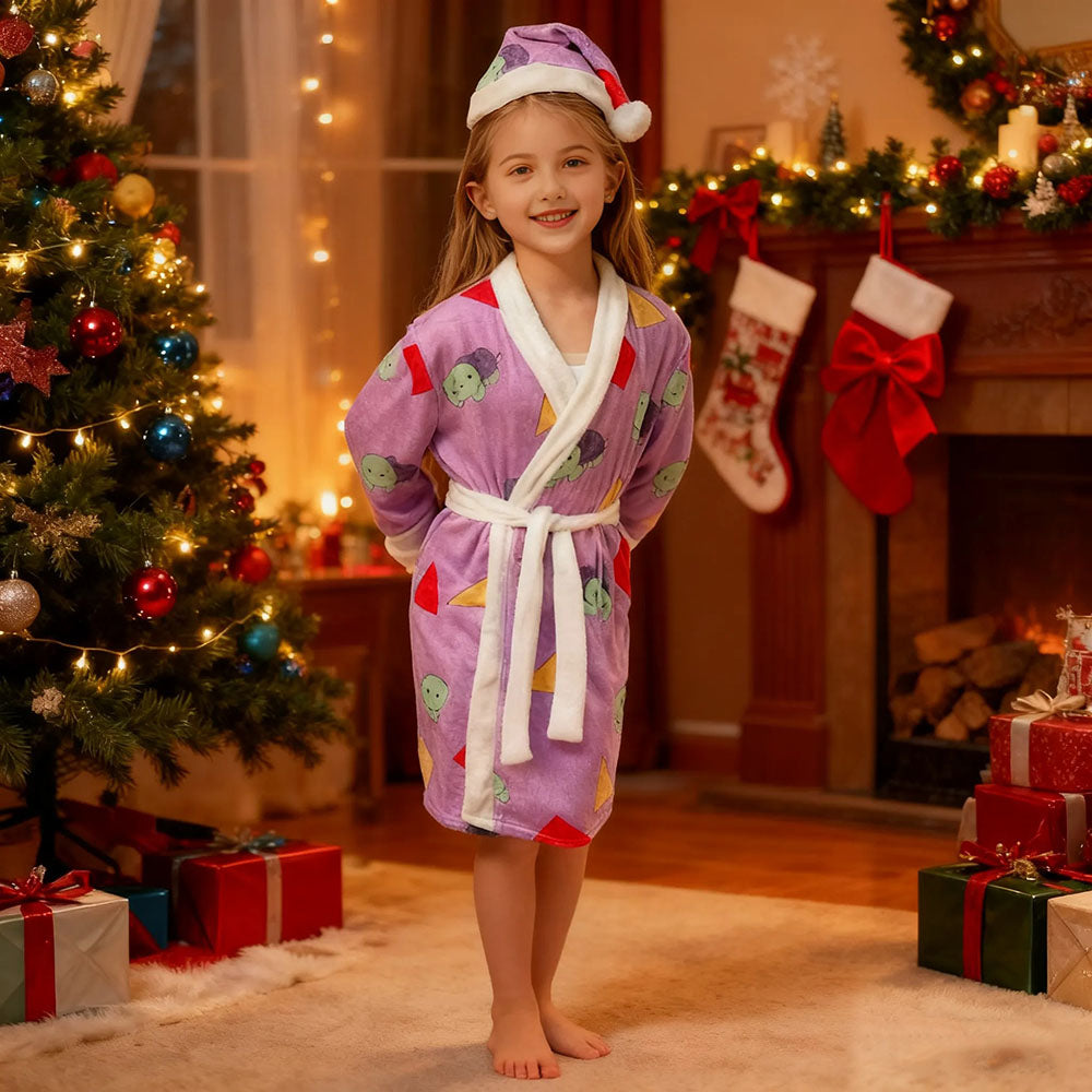 Pop Star Costume Purple Robe with Santa Hat Christmas Dress-up Suit for Kids Adults