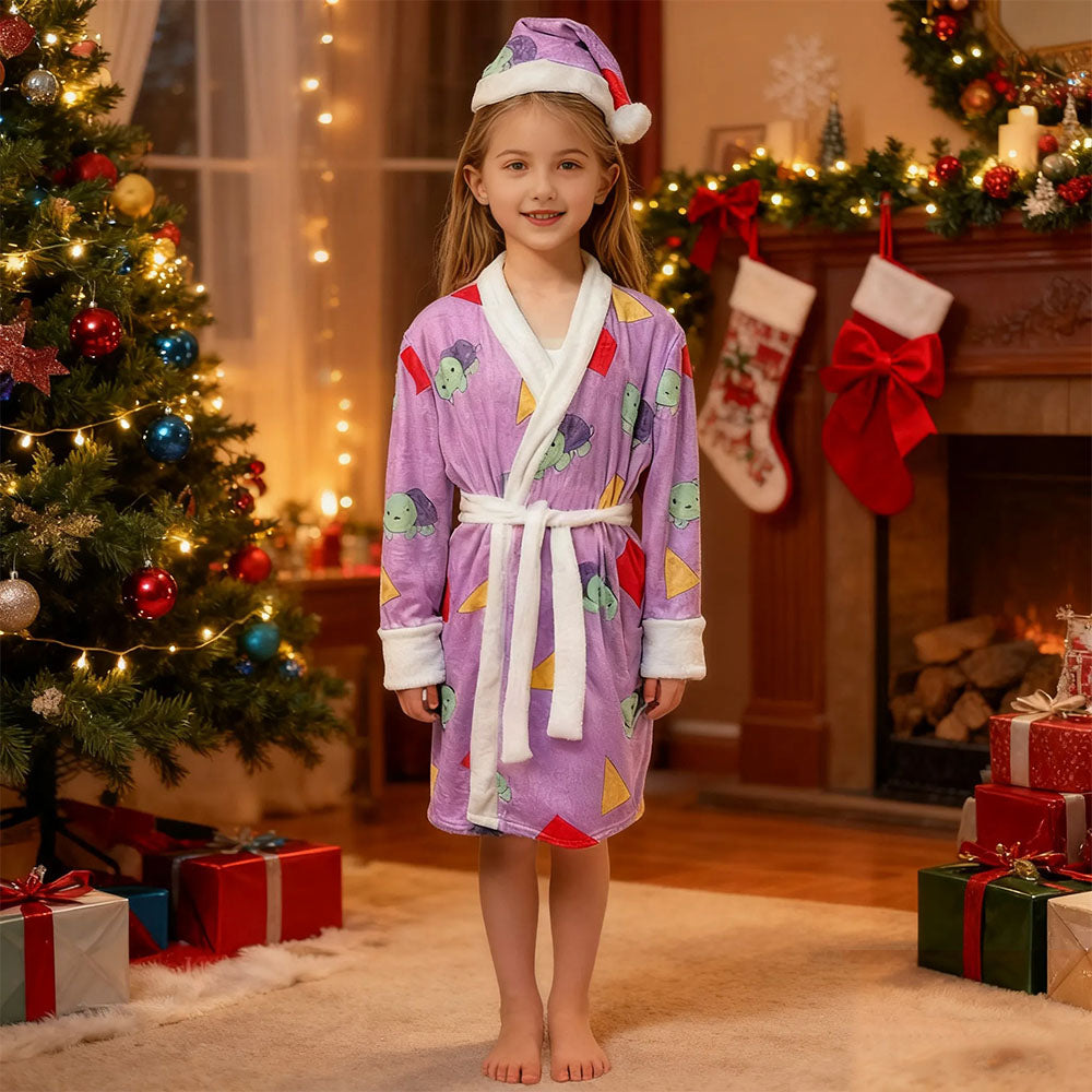 Pop Star Costume Purple Robe with Santa Hat Christmas Dress-up Suit for Kids Adults