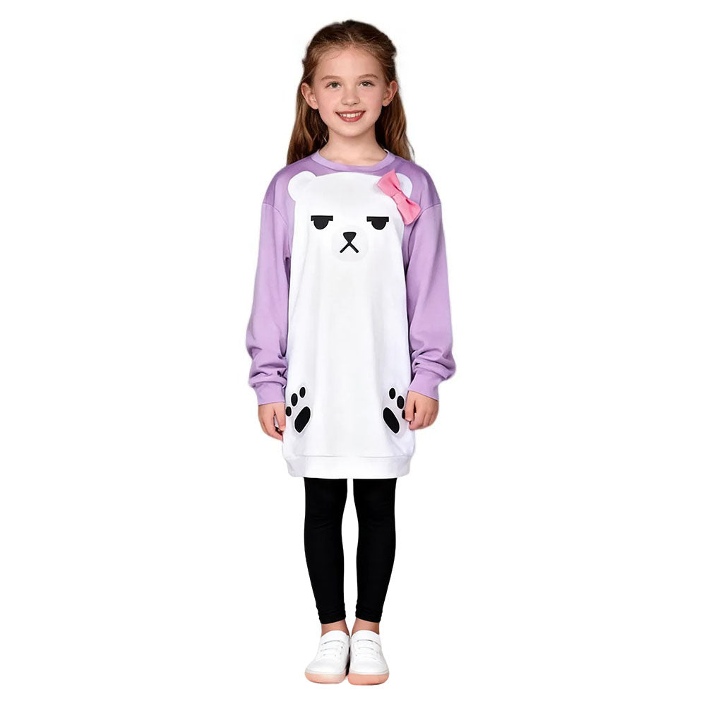 Girls Pop Star Dress Long Sleeve Oversized Longline Sweatshirt Dress Cute Idol Costume