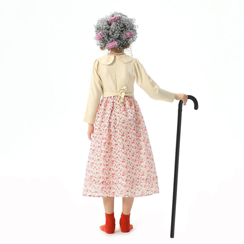 Old Lady Costume for Kids 100 Days of School Grandma Costume Full Set