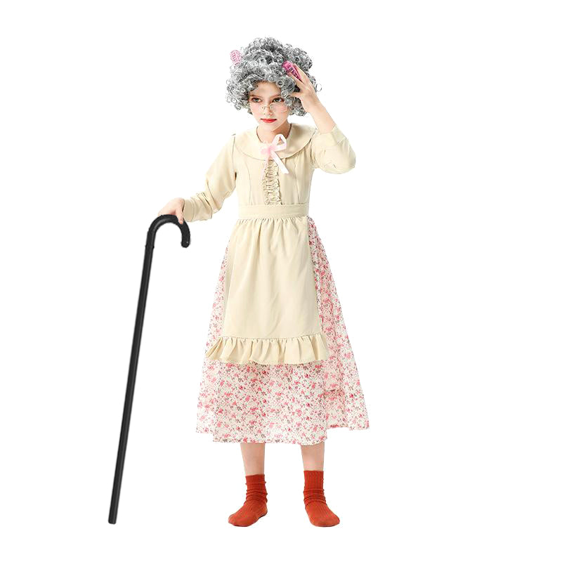 Old Lady Costume for Kids 100 Days of School Grandma Costume Full Set Sun Baby Old Lady Costume for Kids 100 Days of School Grandma Costume Full Set Sun Baby