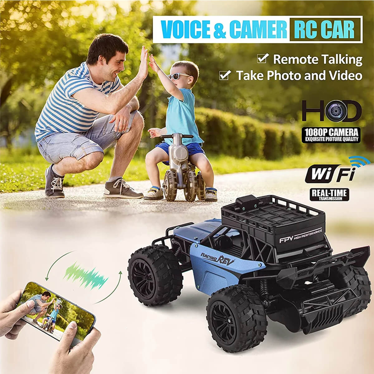 RC Car 1080P Camera Remote Control Car 2.4G WIFI Video Dialogue Off-road Climbing Truck