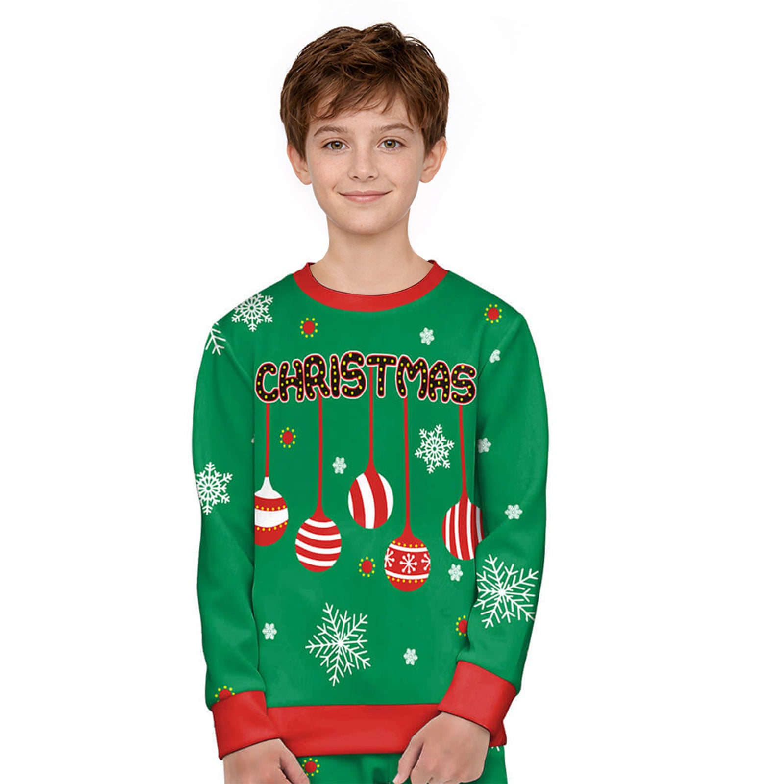 Kids Christmas Sweatshirt Boys Girls Long Sleeve Xmas Pullover Shirt and Pants Set for 4-8 years
