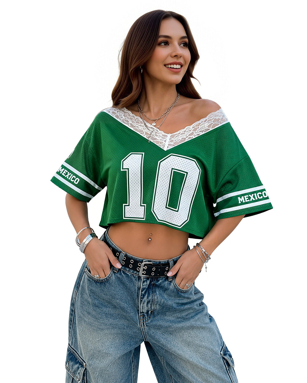 Mexico Female Jersey 2026 Mexico Soccer Jersey for Women Streetwear Crop Shirt