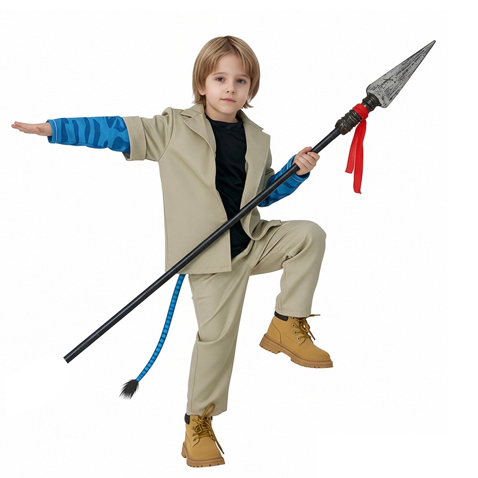 Kids Jake Sully Costume Halloween Cosplay Outfit Top Pants Tail and Shirt 4pcs Suit