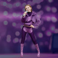 Pop Star Performance Costume Purple Sparkling Sequin Jumpsuit and Faux Fur Coat Outfit
