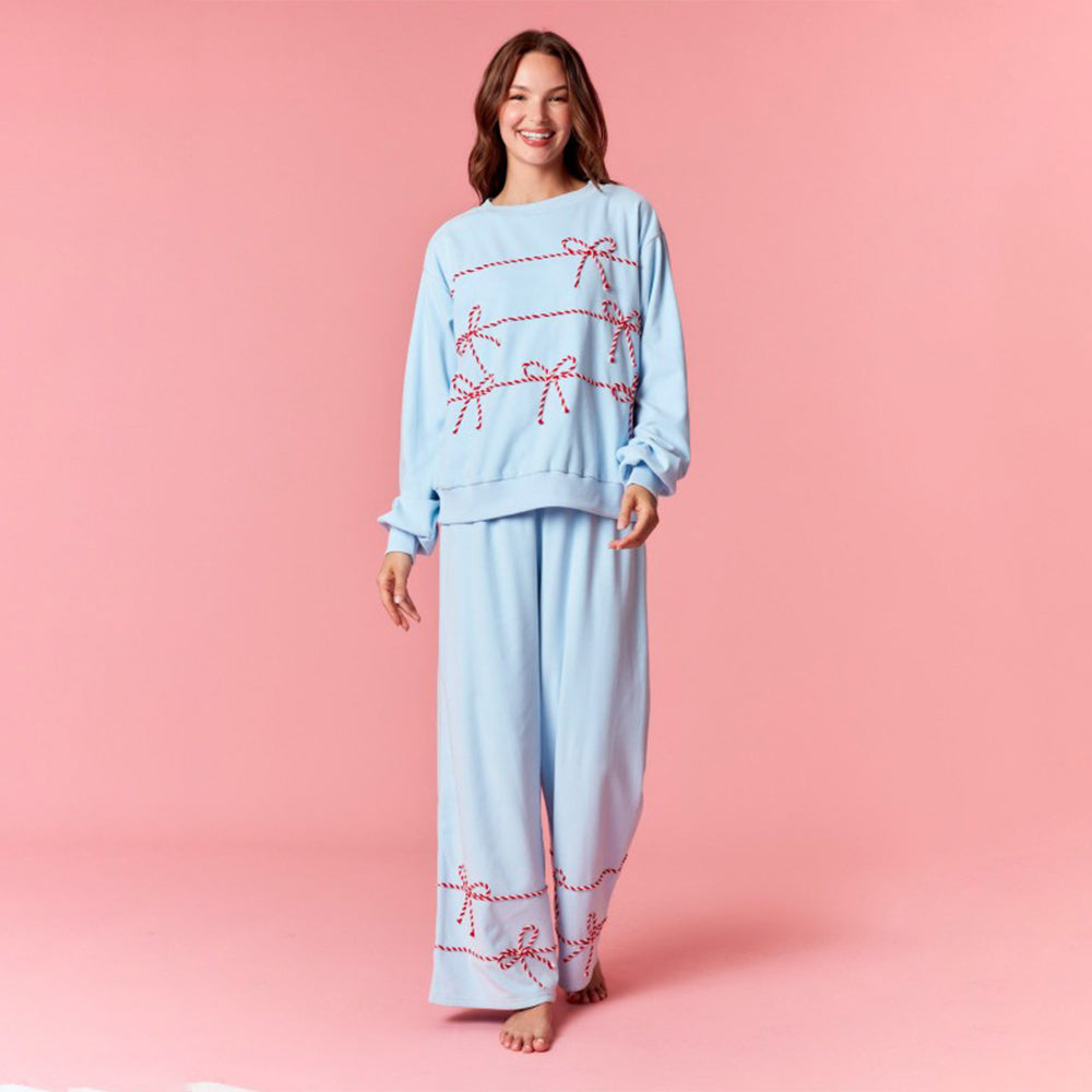 Cute Ladies Xmas Jammies Cozy Two-Piece Loungewear Pajama Set for Christmas Gift