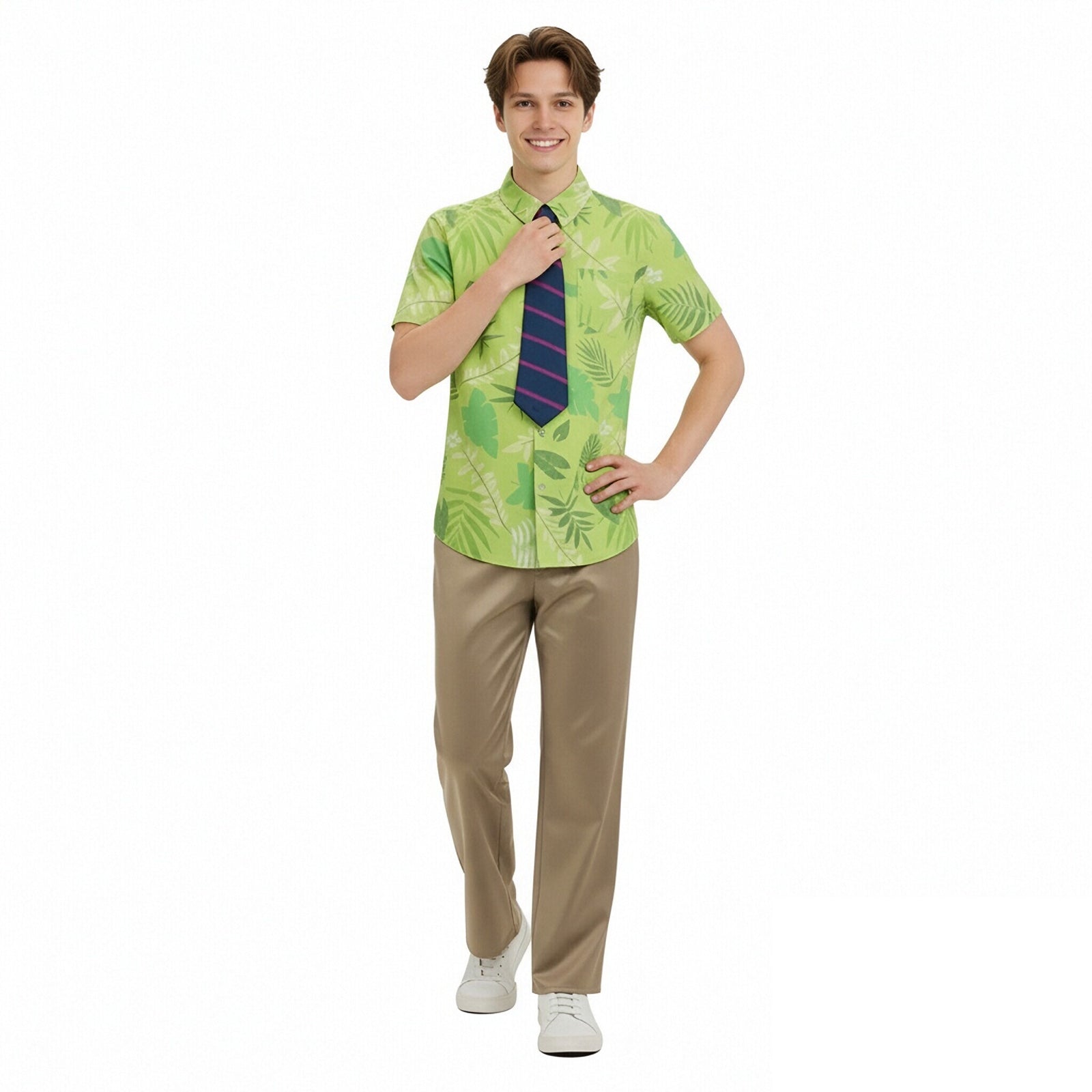 Nick Costume Fox Green Shirt Wig Tail and Headband Full Set for Cosplay Party