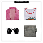 The Garbage Man Outfit Rose Red Jacket Pants Sweatshirt and Gloves for Cosplay Party