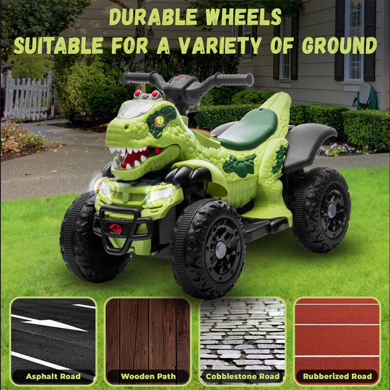 12V Dinosaur Ride-on Car Dual Drive ATV Electric Ride On Toys for Boys and Girls