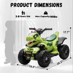 12V Dinosaur Ride-on Car Dual Drive ATV Electric Ride On Toys for Boys and Girls