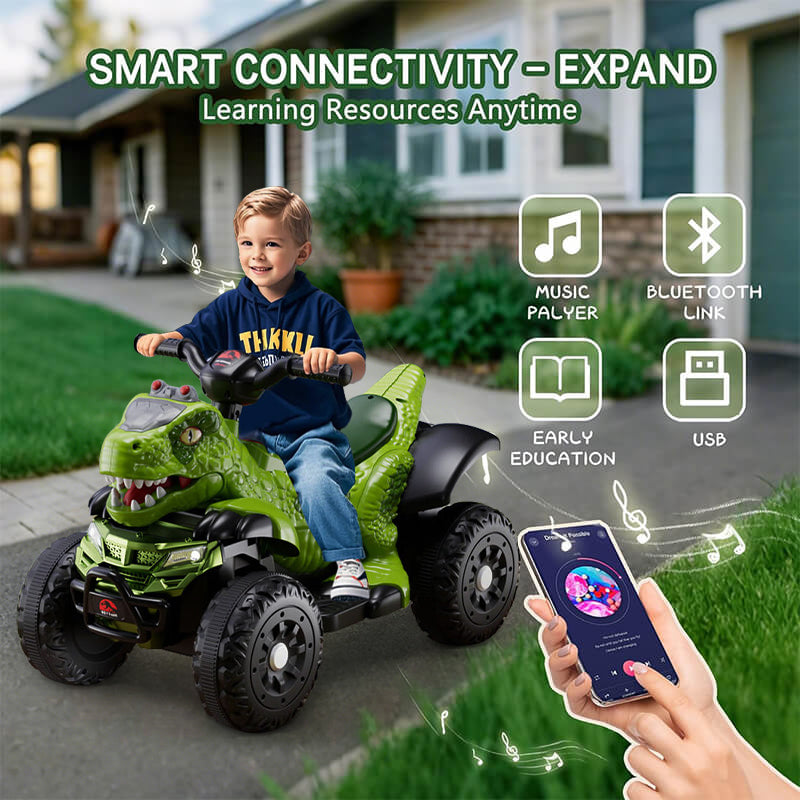 12V Remote Dinosaur Ride-on Car Toddler Electric Dino ATV 4-wheel Dual Drive Parental Remote Control Electric Car