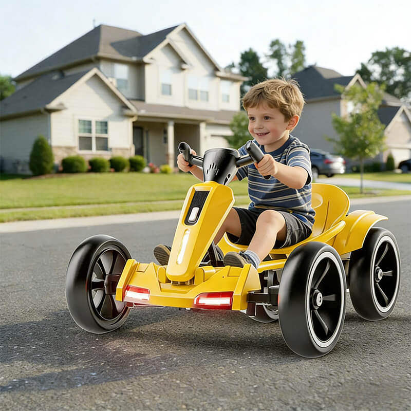 12V Electric Go Kart Kids Foldable Go Kart with Adjustable Seat Dual Motor Ride on Toy