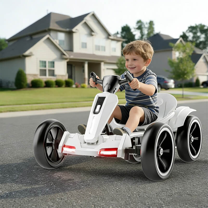 12V Electric Go Kart Kids Foldable Go Kart with Adjustable Seat Dual Motor Ride on Toy