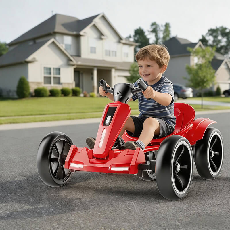 12V Electric Go Kart Kids Foldable Go Kart with Adjustable Seat Dual Motor Ride on Toy