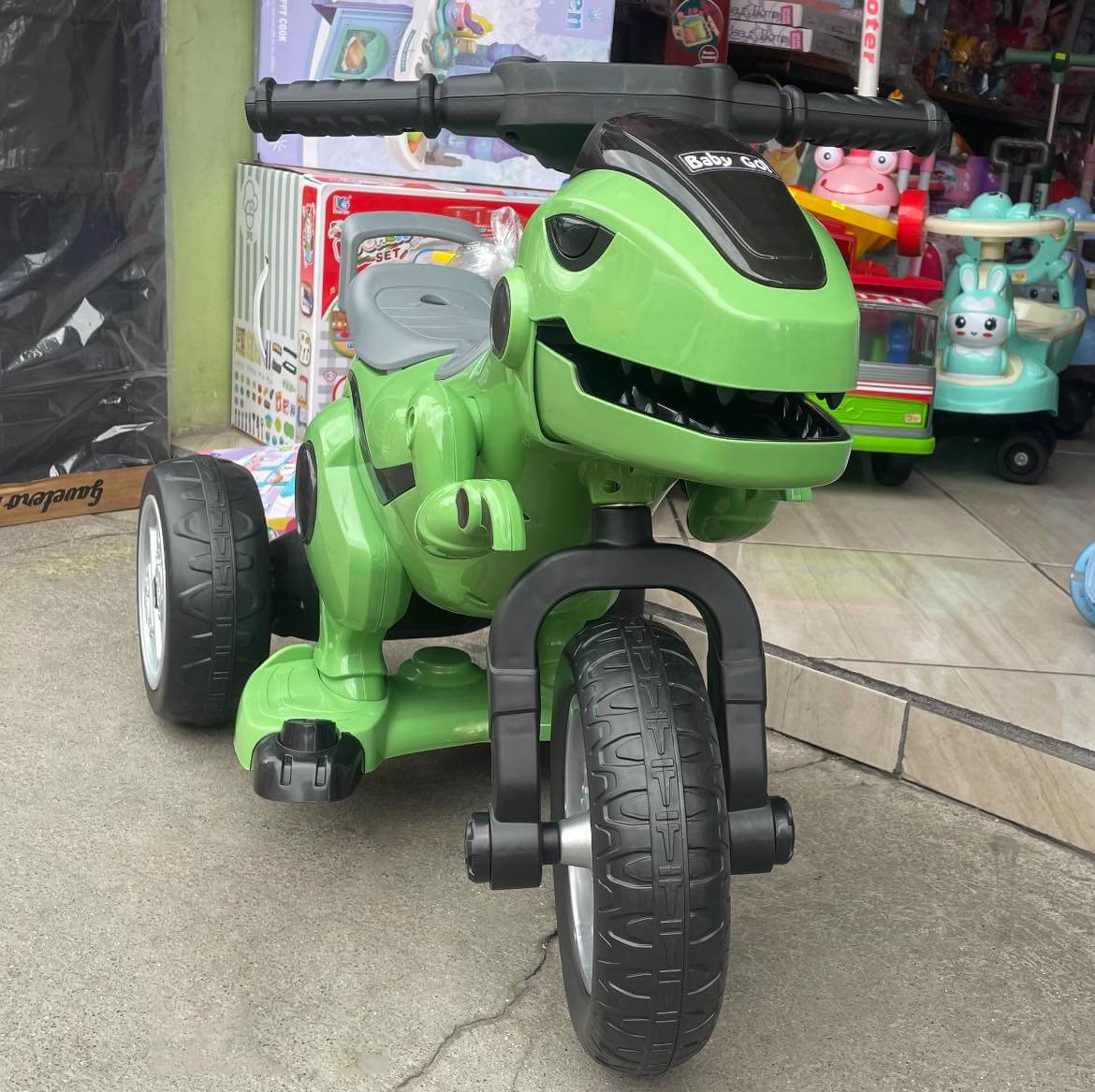 12V Kids Electric Motorcycle 3 Wheels Dinosaur Car Dual Drive Ride On Car For Boys & Girls