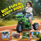 12V Kids Electric Motorcycle 3 Wheels Dinosaur Car Dual Drive Ride On Car For Boys & Girls