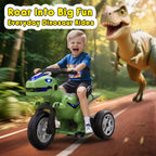 12V Kids Electric Motorcycle 3 Wheels Dinosaur Car Dual Drive Ride On Car For Boys & Girls