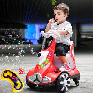 Electric Scooter Anti-Rollover Electric Car Kids Bubble Car Dual Drive with Light & Music