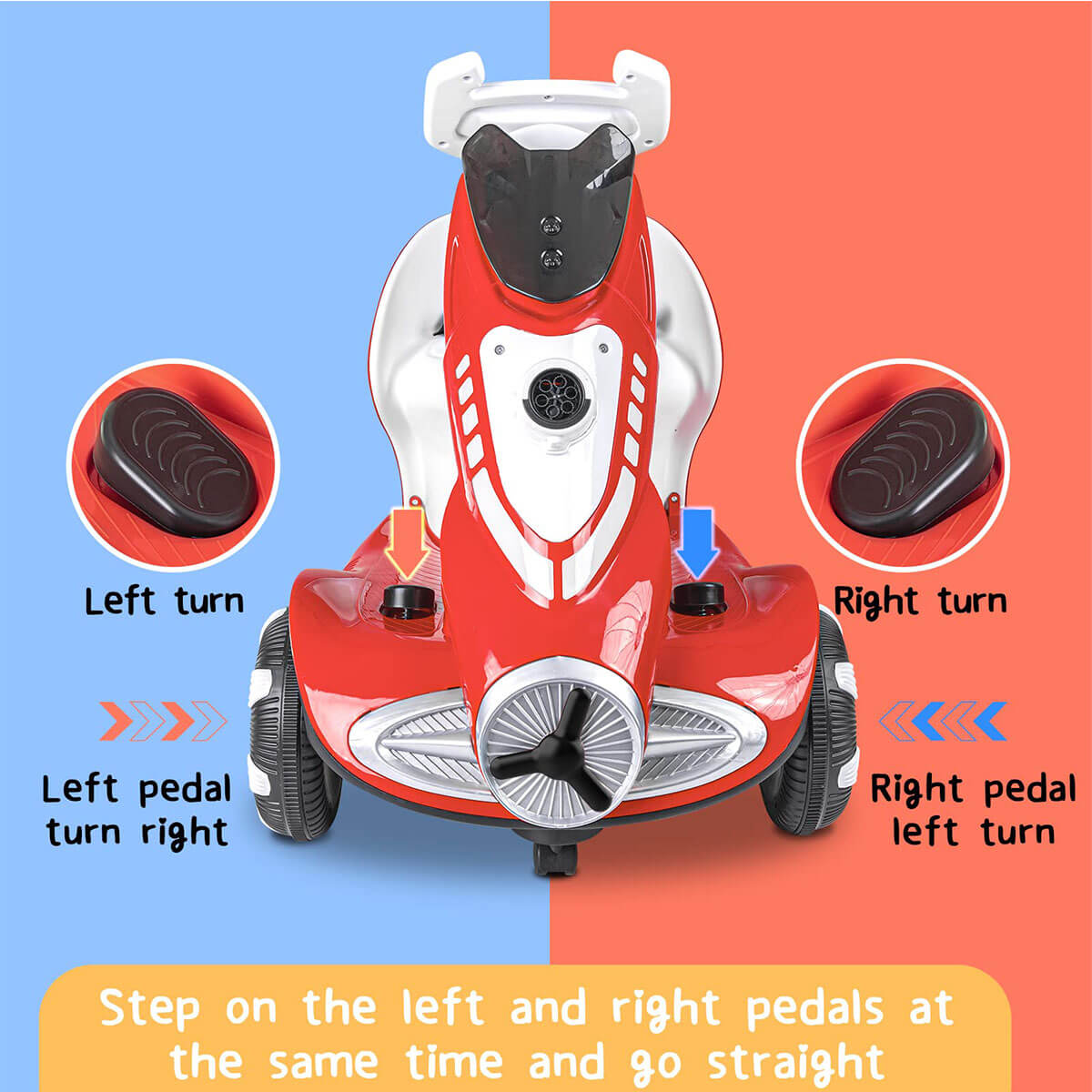 Electric Scooter Anti-Rollover Electric Car Kids Bubble Car Dual Drive with Light & Music
