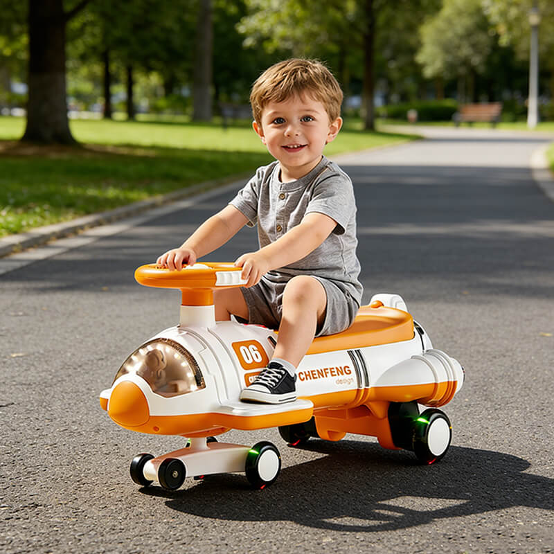 12V Electric Wiggle Car Kids Soft Start Ride On Car with Music Light For Indoor Outdoor