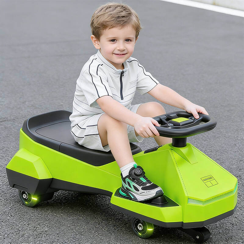 12V Electric Wiggle Car 390 Dual Drive Ride-on Car Bluetooth Music with Light for Indoors Outdoors