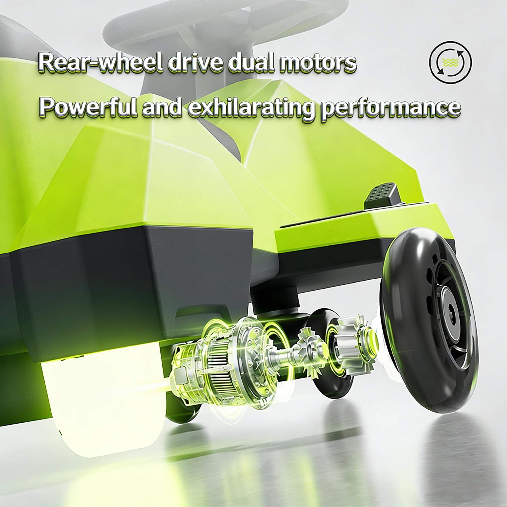 12V Electric Wiggle Car 390 Dual Drive Ride-on Car Bluetooth Music with Light for Indoors Outdoors