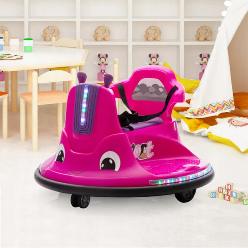 12V Kids Electric Bumper Car with Remote Snail-Shaped Ride On Car with Flashing Lights Music