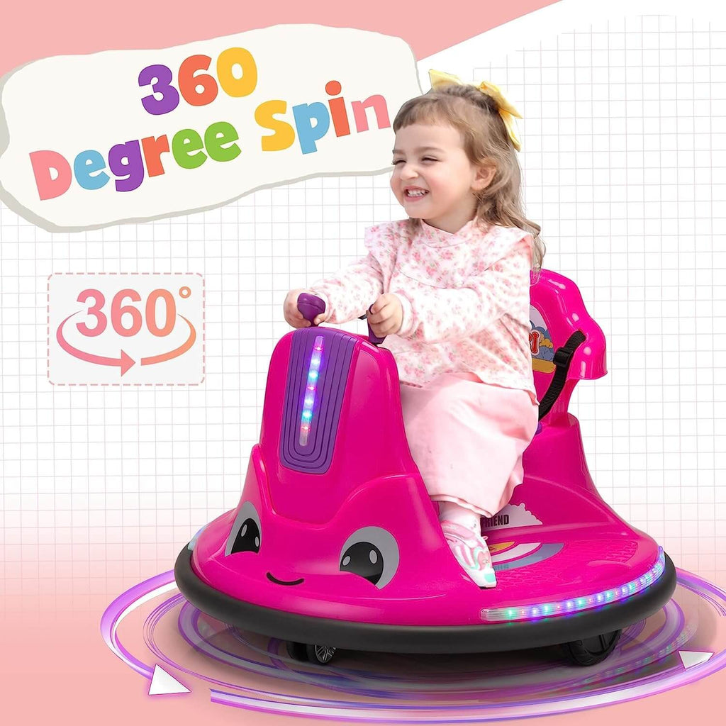 12V Kids Electric Bumper Car with Remote Snail-Shaped Ride On Car with Flashing Lights Music
