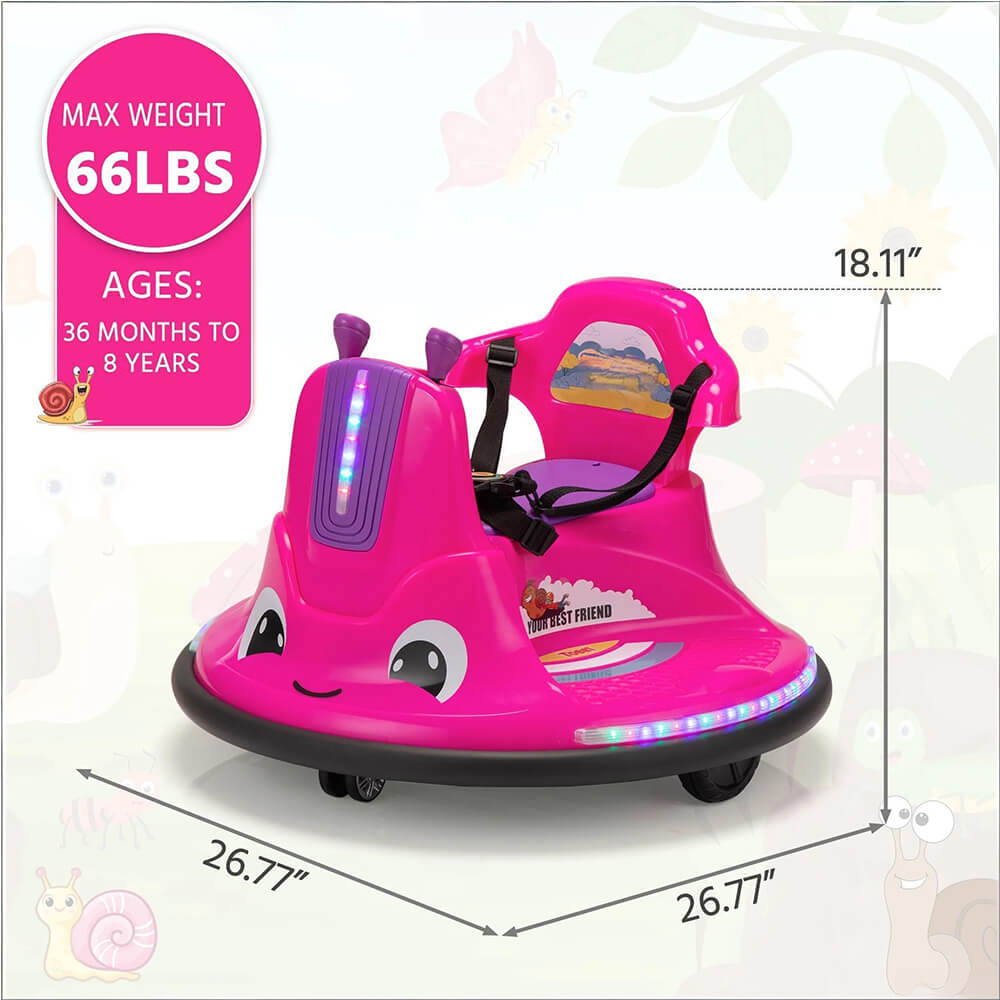 12V Kids Electric Bumper Car with Remote Snail-Shaped Ride On Car with Flashing Lights Music