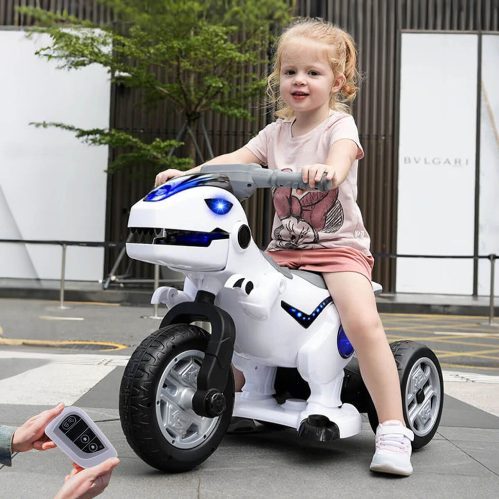 Toddler 12V Ride on Motorcycle with Remote Dinosaur Soft Start Car Bluetooth Motorcycle