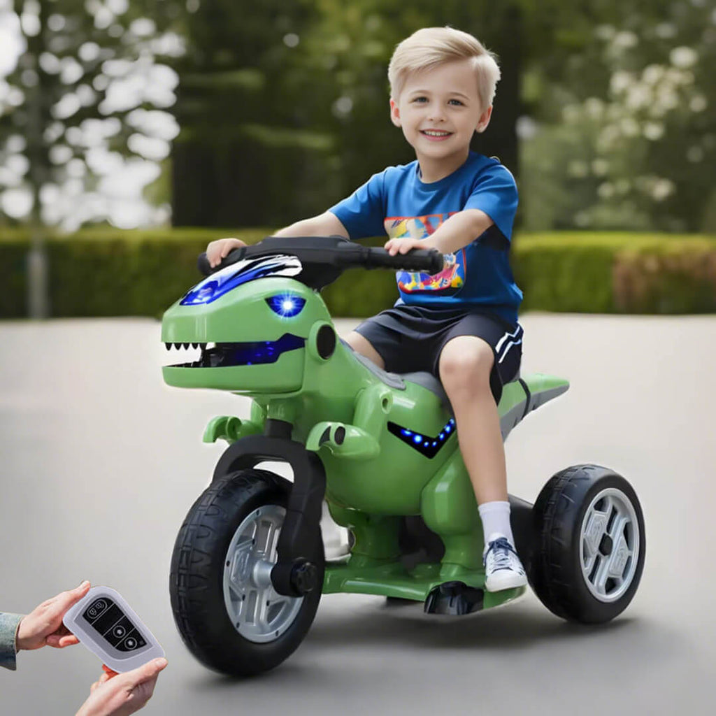Toddler 12V Ride on Motorcycle with Remote Dinosaur Soft Start Car Bluetooth Motorcycle