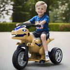 12V Kids Electric Motorcycle 3 Wheels Dinosaur Car Dual Drive Ride On Car For Boys & Girls