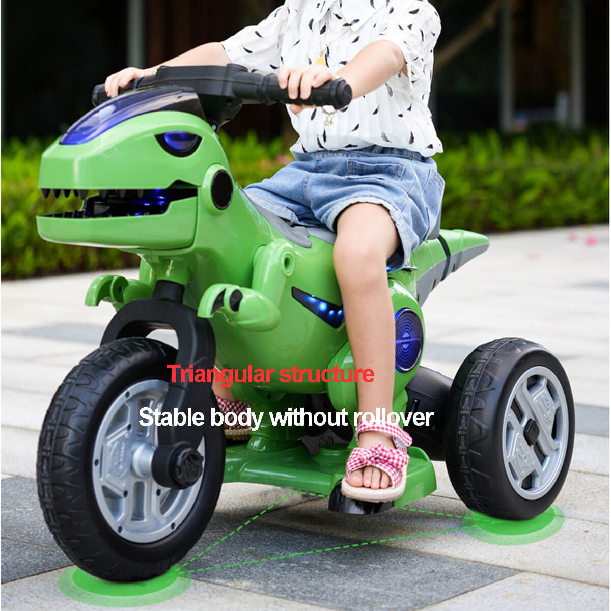Toddler 12V Ride on Motorcycle with Remote Dinosaur Soft Start Car Bluetooth Motorcycle