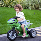 12V Kids Electric Motorcycle 3 Wheels Dinosaur Car Dual Drive Ride On Car For Boys & Girls